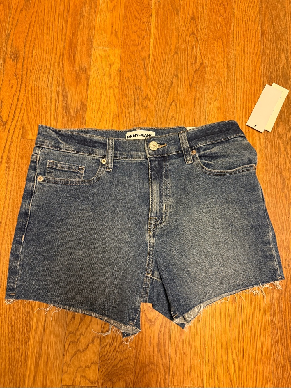 DKNY Mid-Rise Short Denim Shorts - Blue